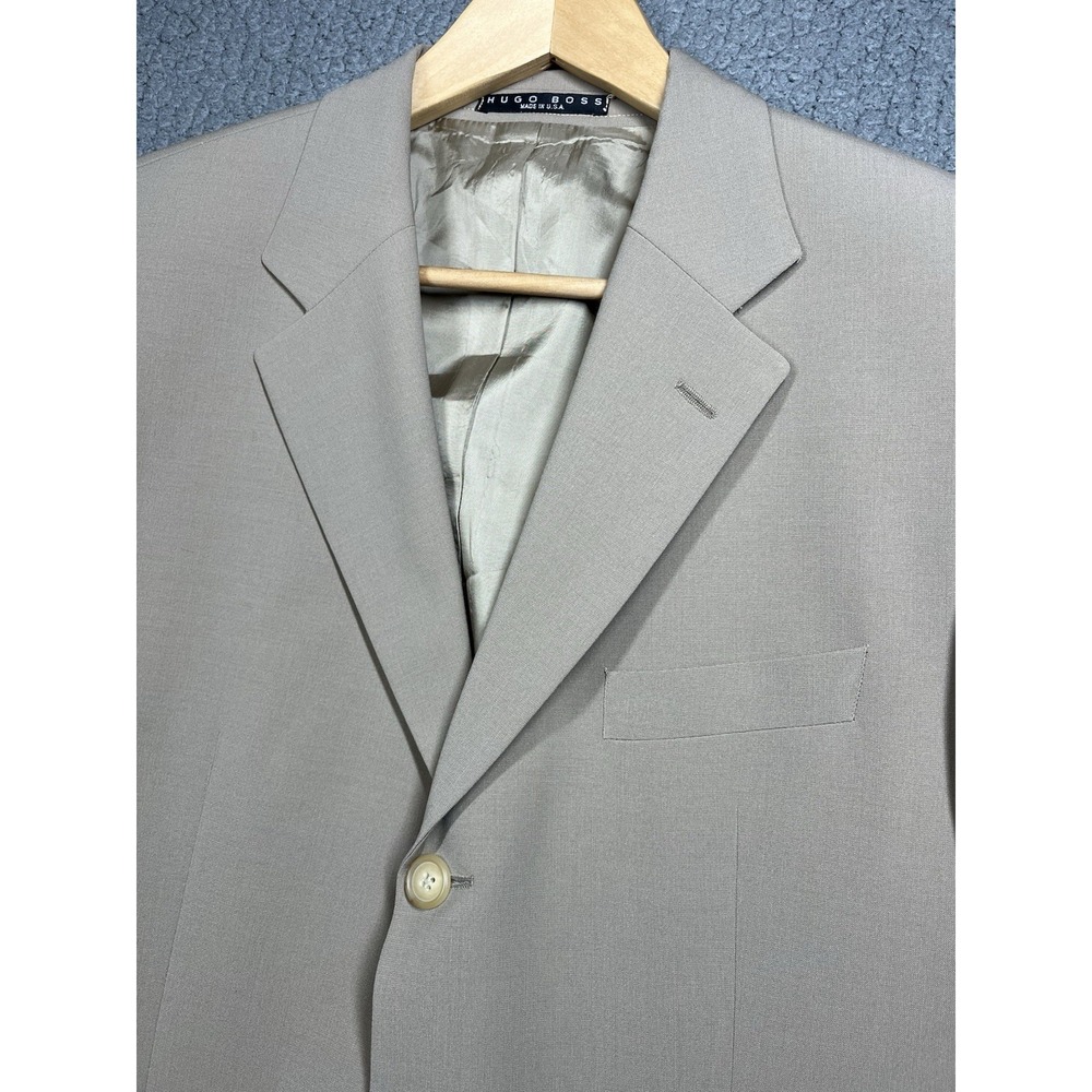 Hugo Boss Angelico Lucca Blazer‎ Suit Jacket Wool USA Mens Beige Size 42S - Picture 2 of 15